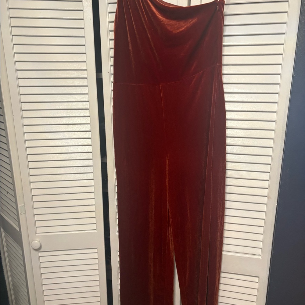 Banana Republic Rich Velvet Jumpsuit in Burgundy